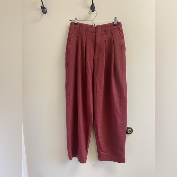 Free People- Calla Tailored Trousers Size 0 Maroon - Picture 5 of 12